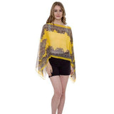 Button Detail Paisley Print V-Neck Poncho Cover Up Beachwear - Madeline Love - Flyclothing LLC