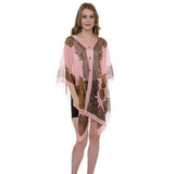 Button Detail Paisley Print V-Neck Poncho Cover Up Beachwear - Madeline Love - Flyclothing LLC