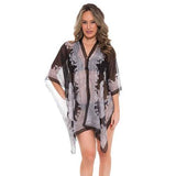 Button Detail Paisley Print V-Neck Poncho Cover Up Beachwear - Madeline Love - Flyclothing LLC