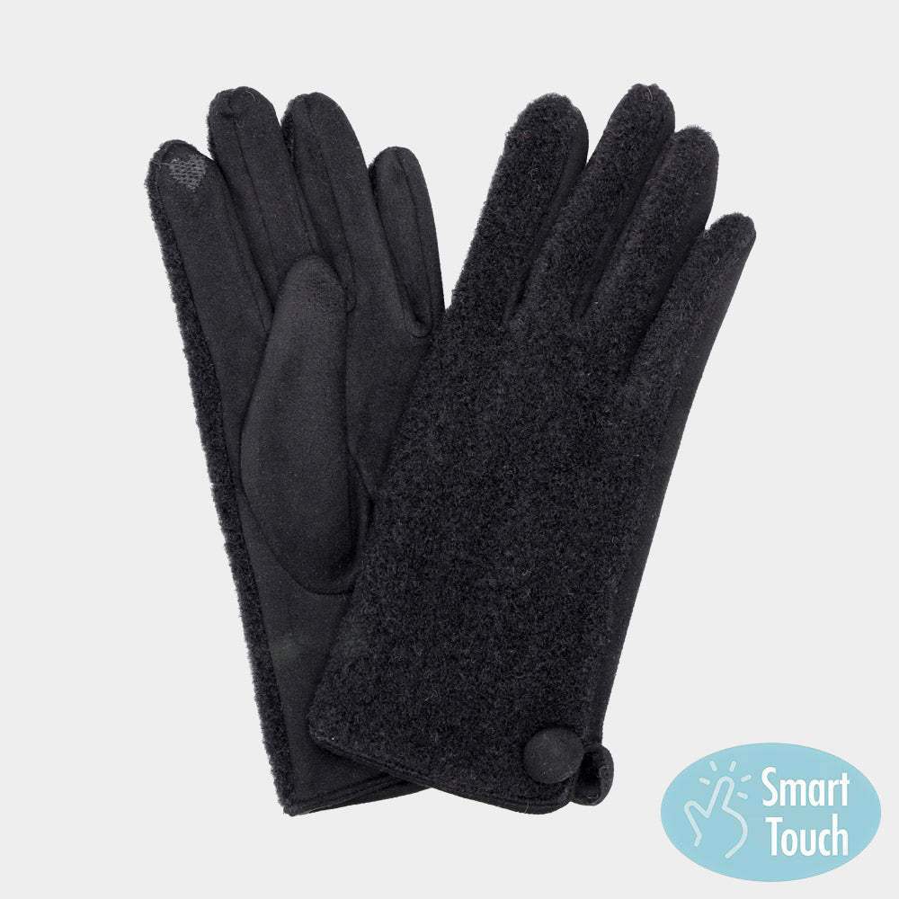 Button Soft Smart Touch Winter Gloves - Madeline Love - Flyclothing LLC