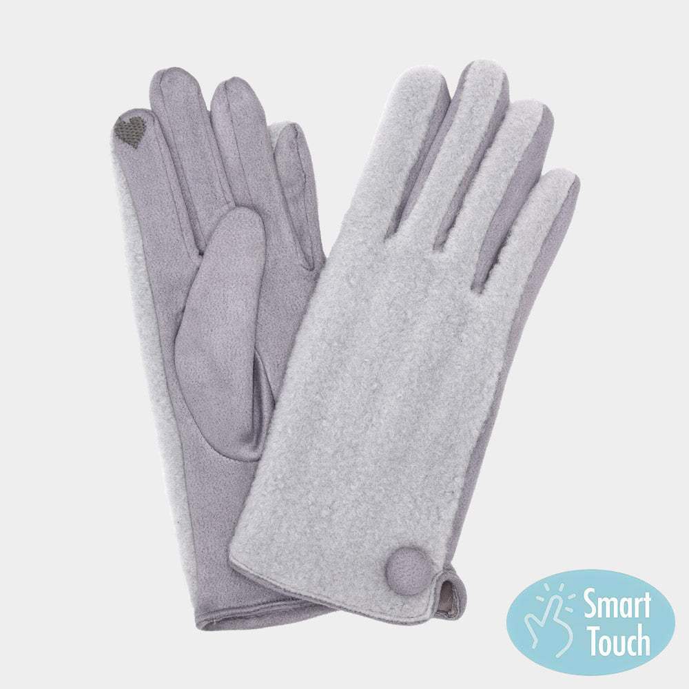 Button Soft Smart Touch Winter Gloves - Madeline Love - Flyclothing LLC
