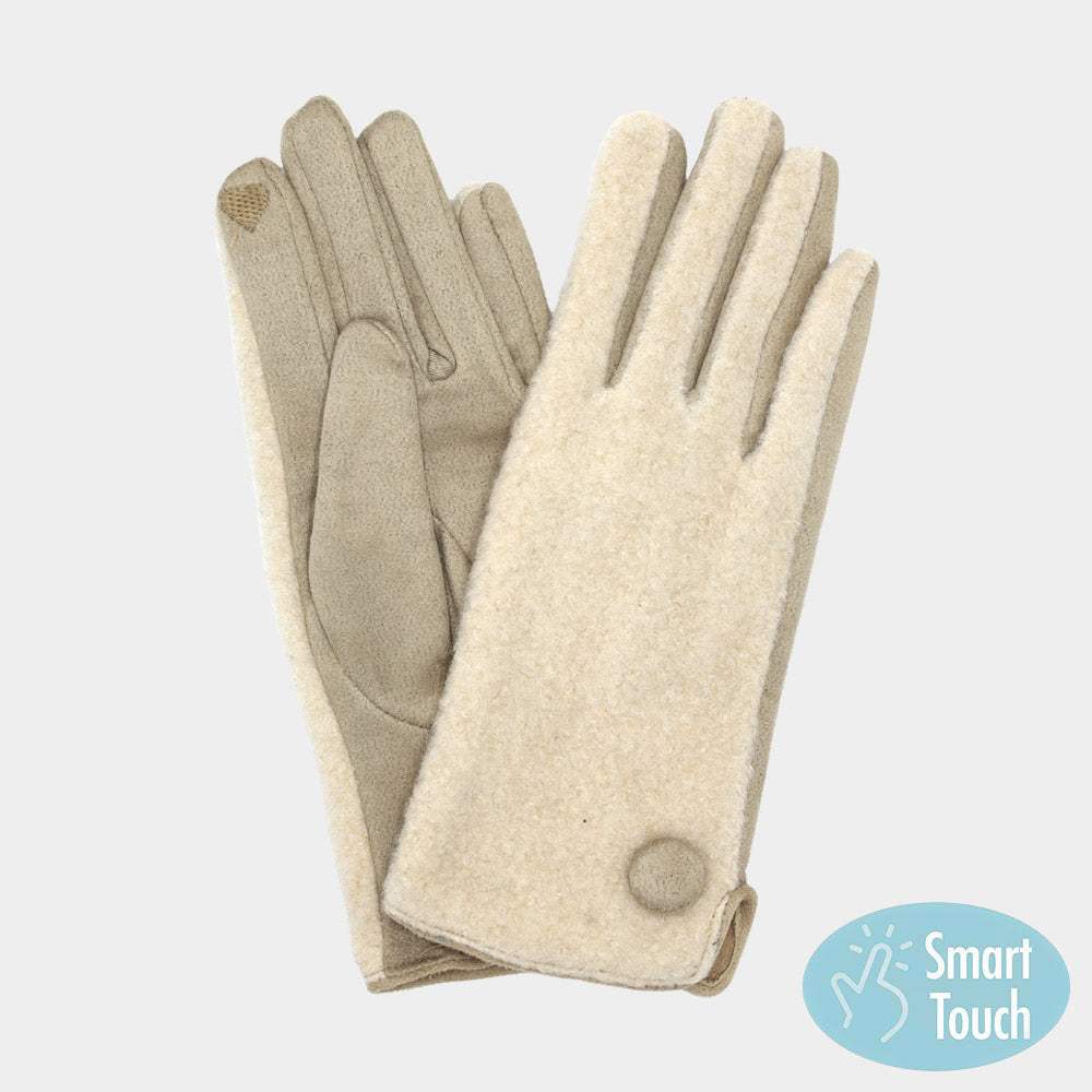 Button Soft Smart Touch Winter Gloves - Madeline Love - Flyclothing LLC