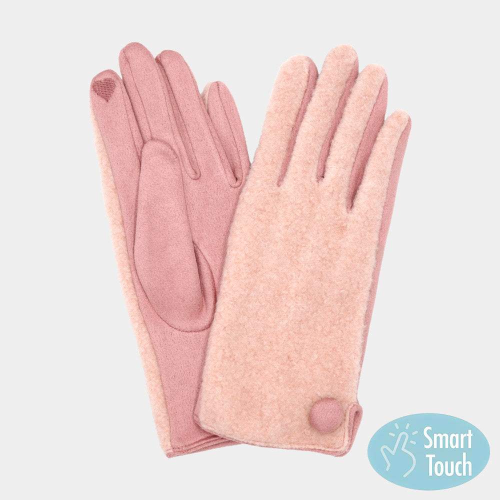 Button Soft Smart Touch Winter Gloves - Madeline Love - Flyclothing LLC