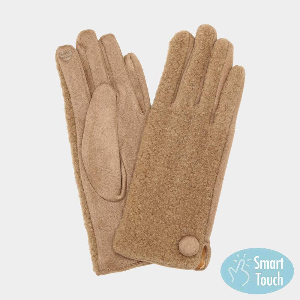 Button Soft Smart Touch Winter Gloves - Madeline Love - Flyclothing LLC