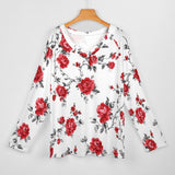 Baha Ranch Colores de Mexico Red Rose Floral Long Sleeve Top