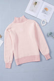 Button Detail Mock Neck Long Sleeve Sweater - Trendsi - Flyclothing LLC