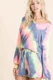 BiBi Tie Dye French Terry Top and Shorts Set - Trendsi - Flyclothing LLC