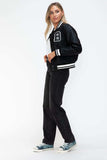 Love Me Now PU Leather Contrast Snap Down Bomber Jacket - Trendsi - Flyclothing LLC