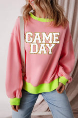 Letter Graphic Round Neck Long Sleeve Sweatshirt - Trendsi - Flyclothing LLC