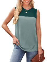 Color Block Round Neck Tank - Trendsi - Flyclothing LLC
