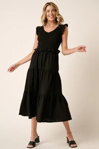 Mittoshop Smocked Ruffled Tiered Midi Dress - Trendsi - Flyclothing LLC