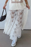 Sheer Floral Lace Flowy Maxi Skirt - Trendsi - Flyclothing LLC