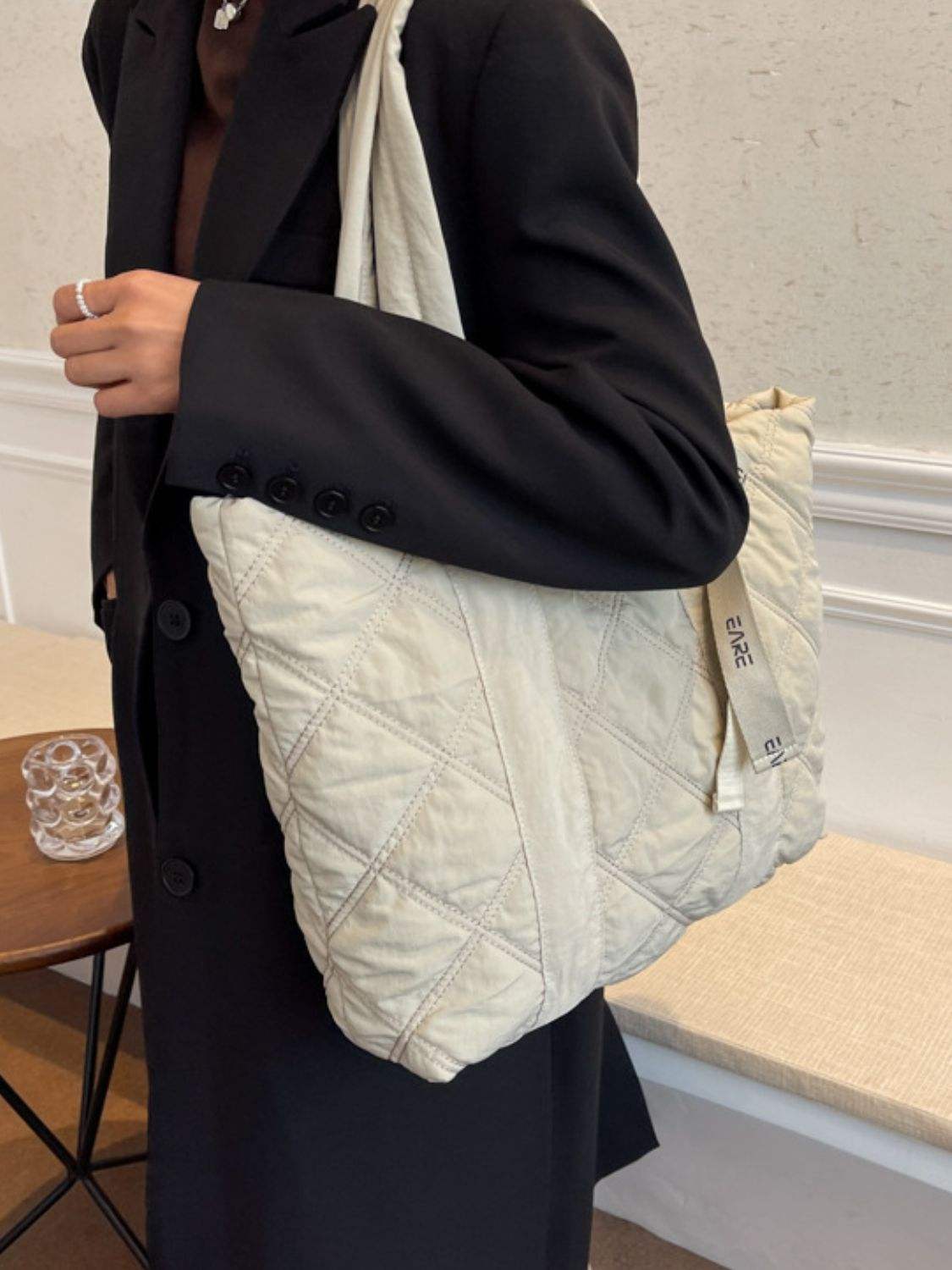 Quilted Nylon Large Tote Bag - Trendsi - Flyclothing LLC