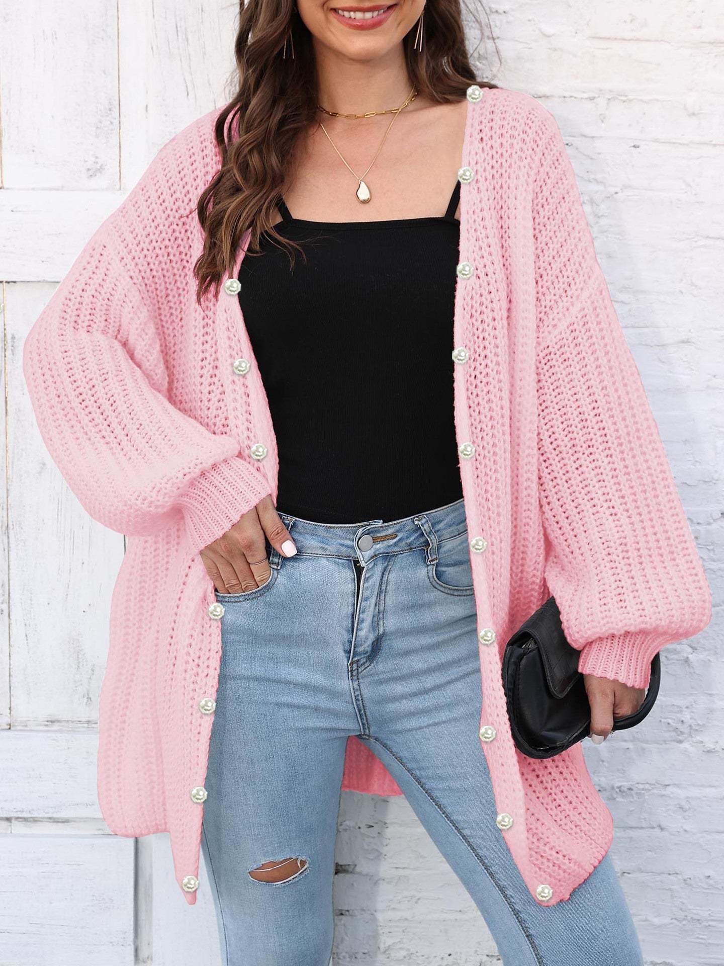 Open Front Long Sleeve Cardigan - Trendsi - Flyclothing LLC
