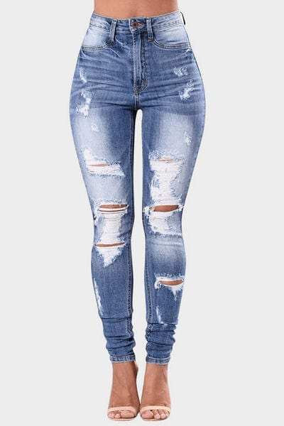 Full Size Distressed Skinny Jeans Plus Size - Trendsi - Flyclothing LLC