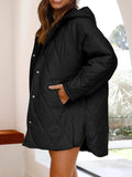 Slit Snap Down Long Sleeve Hooded Jacket - Trendsi - Flyclothing LLC