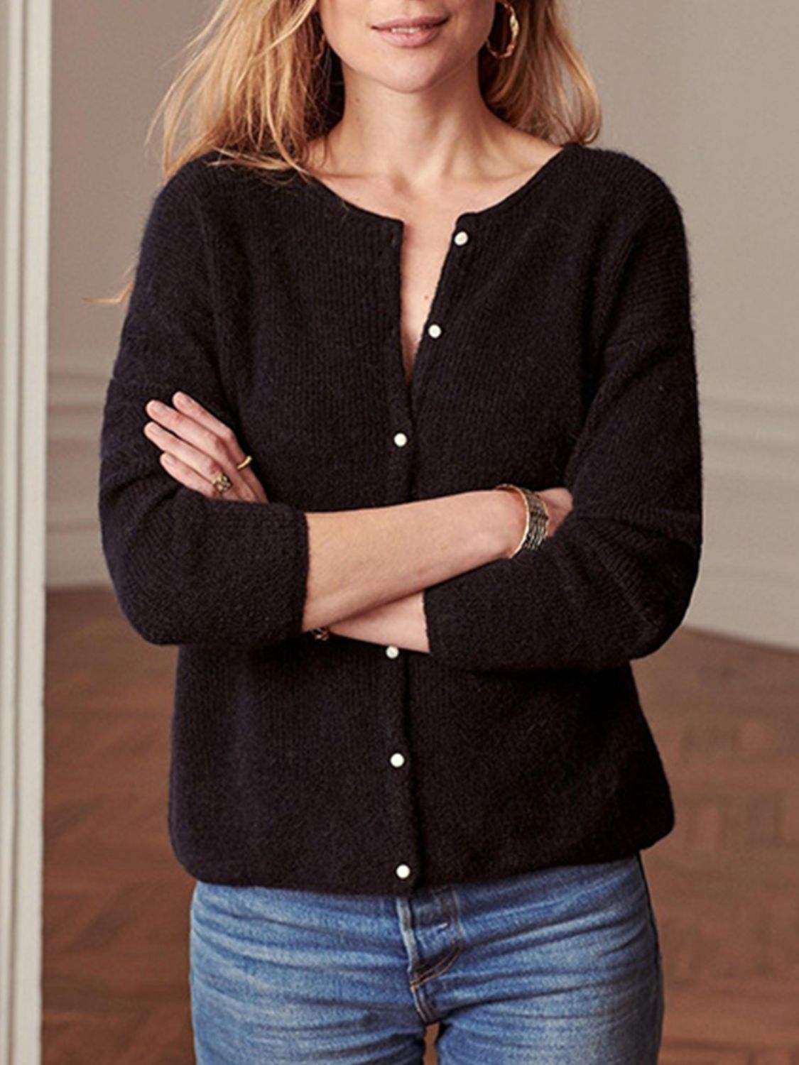 Button Down Long Sleeve Sweater - Trendsi - Flyclothing LLC
