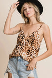 BiBi Leopard Printed Gauze Knit Twist Front Detailed Cami - Trendsi