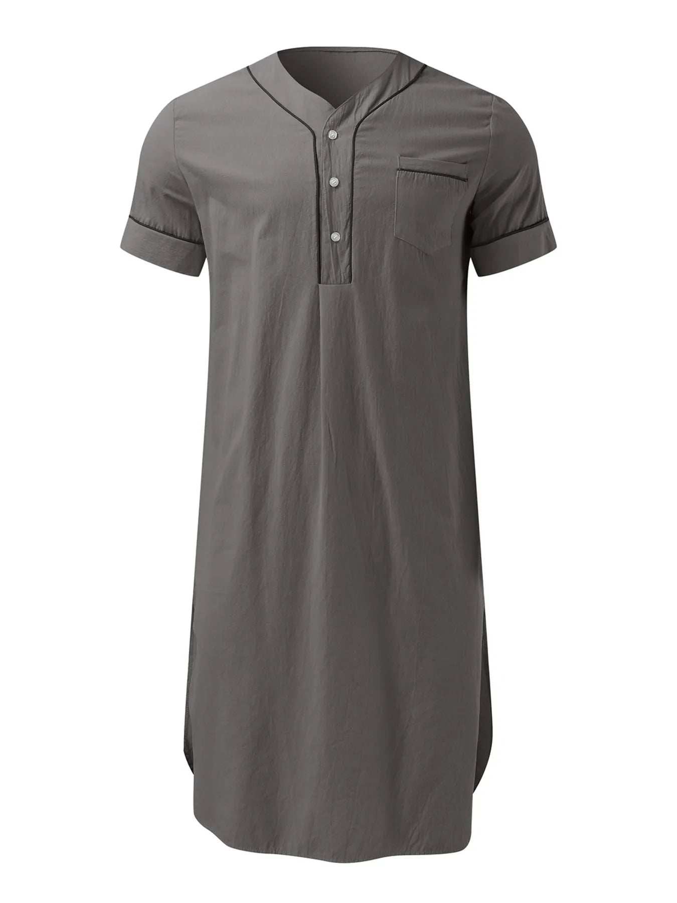 Men's Full Size Button Detail Short Sleeve Lounge Dress Plus Size - Trendsi - Flyclothing LLC