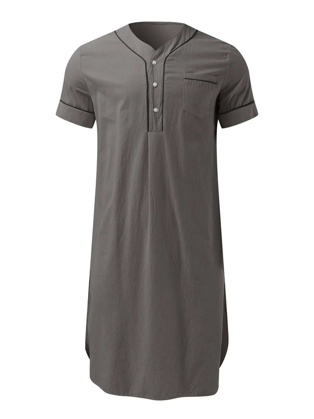 Men's Full Size Button Detail Short Sleeve Lounge Dress Plus Size - Trendsi - Flyclothing LLC