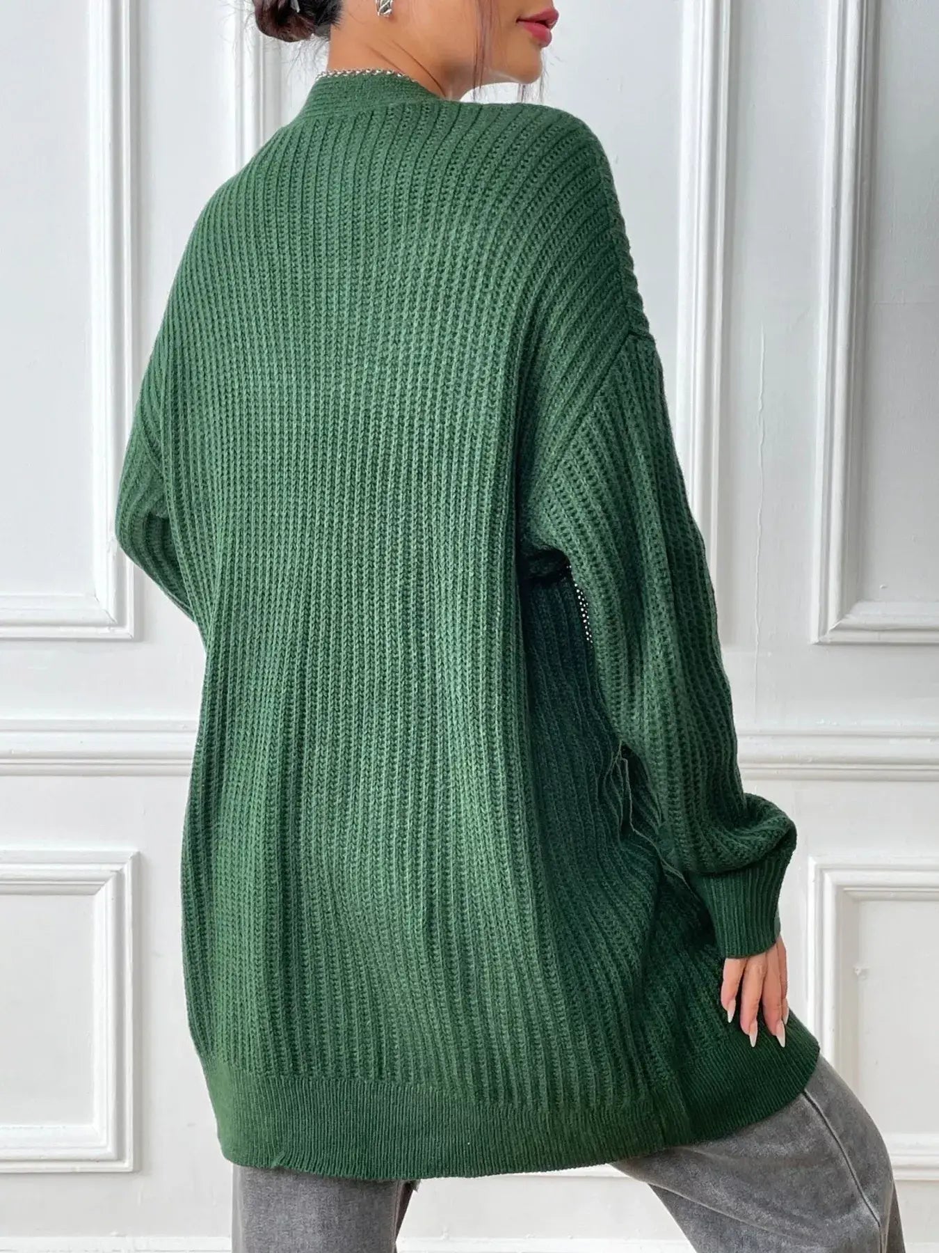Open Front Drop Shoulder Cardigan - Trendsi - Flyclothing LLC