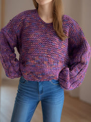 Dropped Shoulder Long Sleeve Sweater - Trendsi