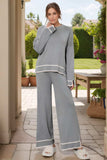 High-Low Round Neck Top and Pants Sweater Set - Trendsi - Flyclothing LLC