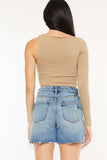 Kancan Full Size Raw Hem High Waist Denim Shorts - Trendsi - Flyclothing LLC