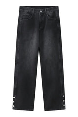 Side Slit Baggy Jeans with Pockets - Trendsi - Flyclothing LLC