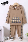Children's Plaid Hoodie and pants Set - Trendsi