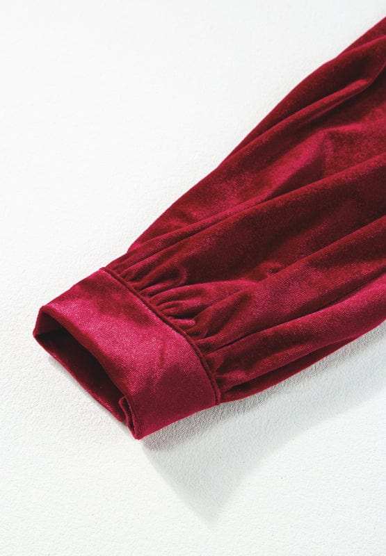 Ruffle Hem Slit V-Neck Long Sleeve Dress - Trendsi - Flyclothing LLC