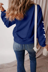 GAME DAY Star Round Neck Long Sleeve Sweatshirt - Trendsi - Flyclothing LLC