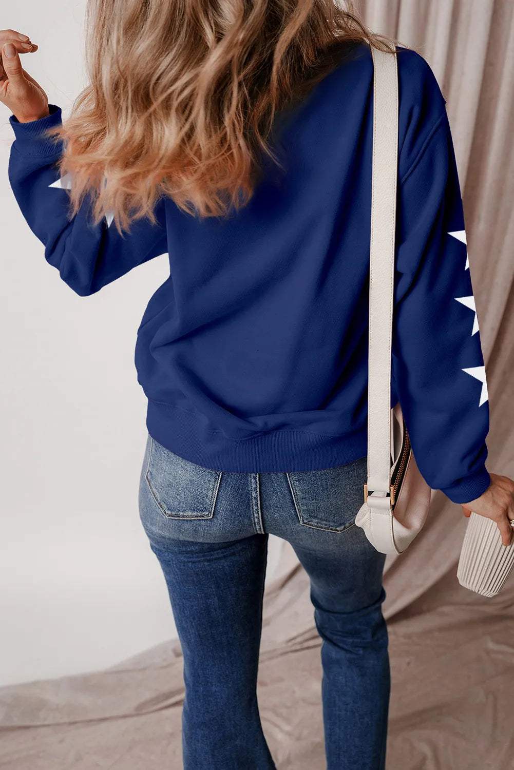 GAME DAY Star Round Neck Long Sleeve Sweatshirt - Trendsi - Flyclothing LLC