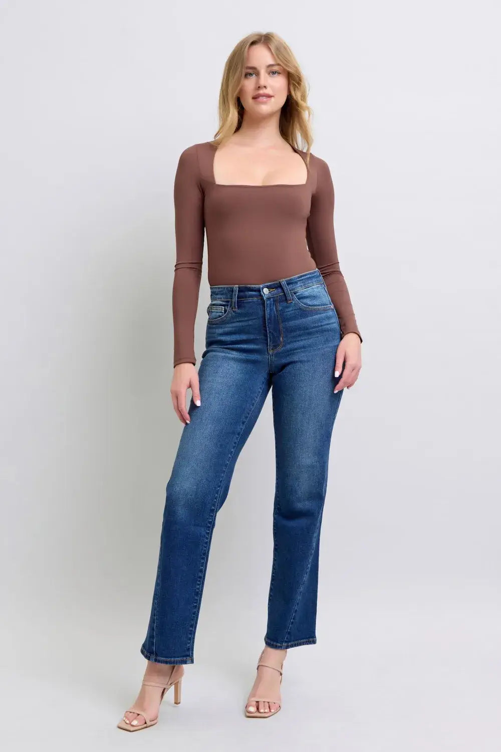 Judy Blue Full Size Side Seam Detail Straight Jeans with Pockets - Trendsi - Flyclothing LLC