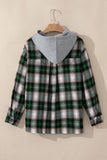 Drawstring Pocketed Plaid Hooded Jacket - Trendsi