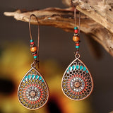 Alloy Oil Drip Beaded Teardrop Earrings - Trendsi