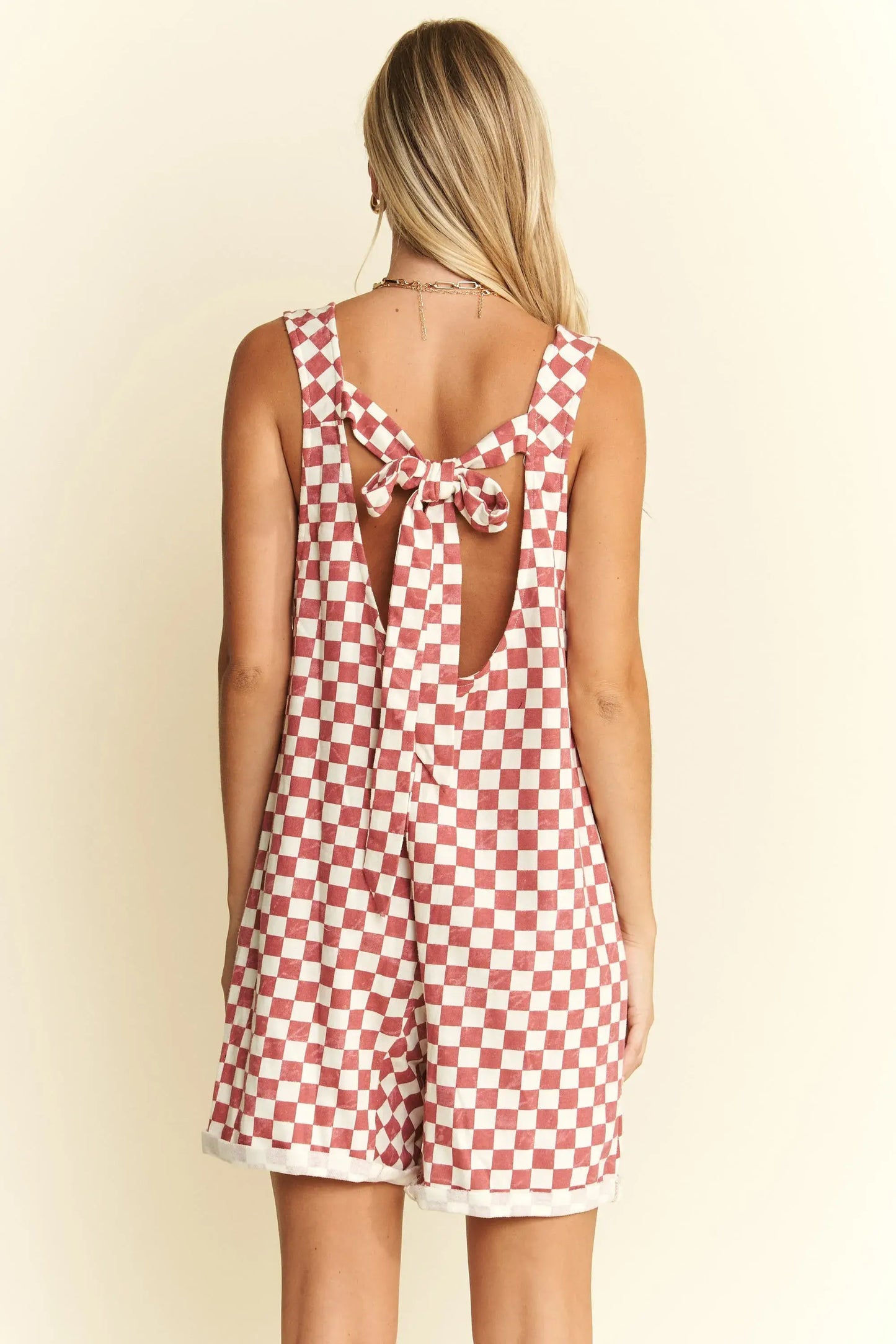 Jade By Jane Plus Size Back Tie Sleeveless Plaid Romper with Pockets - Trendsi - Flyclothing LLC