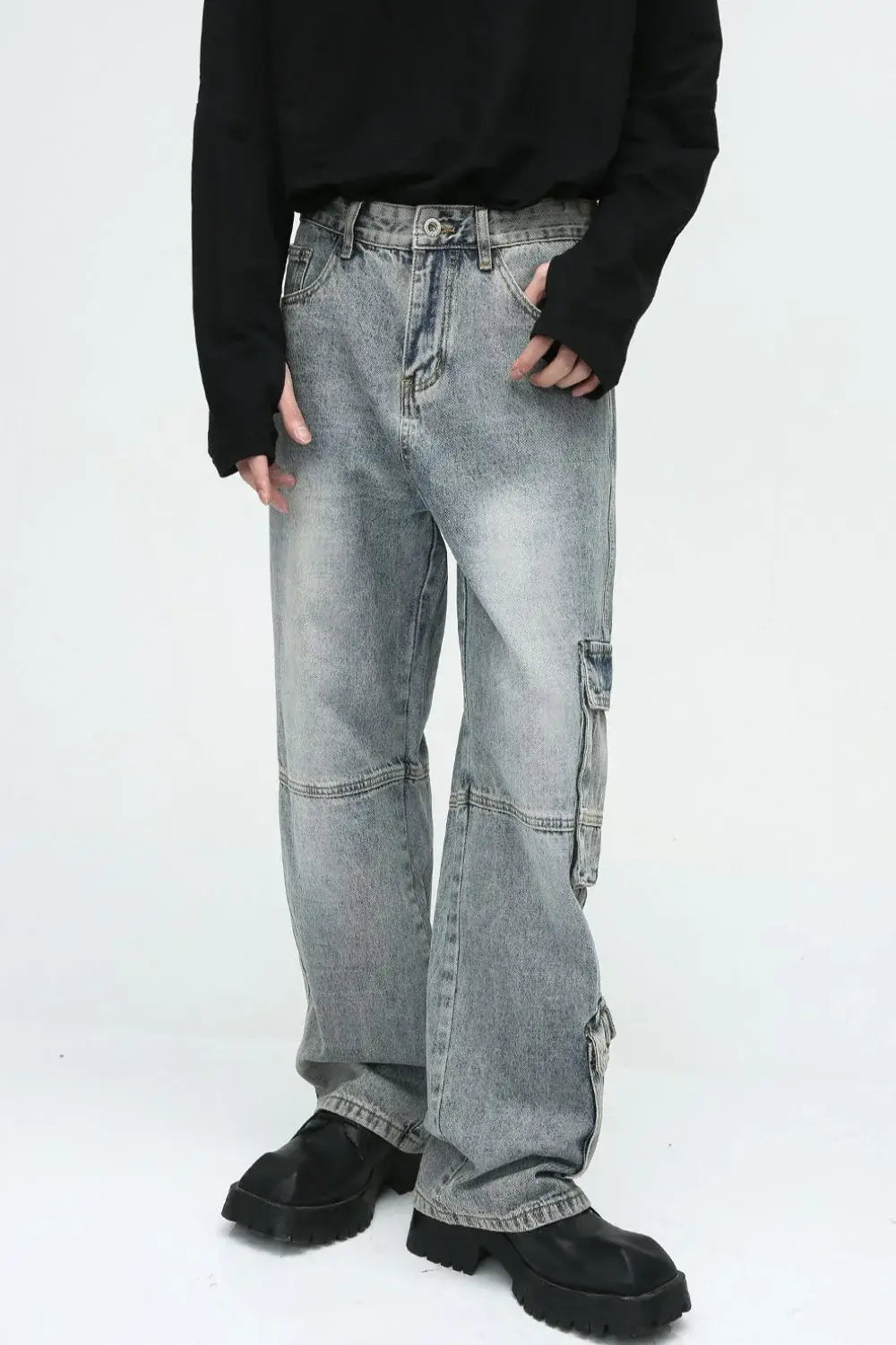 Wide Leg Jeans with Cargo Pockets - Trendsi - Flyclothing LLC