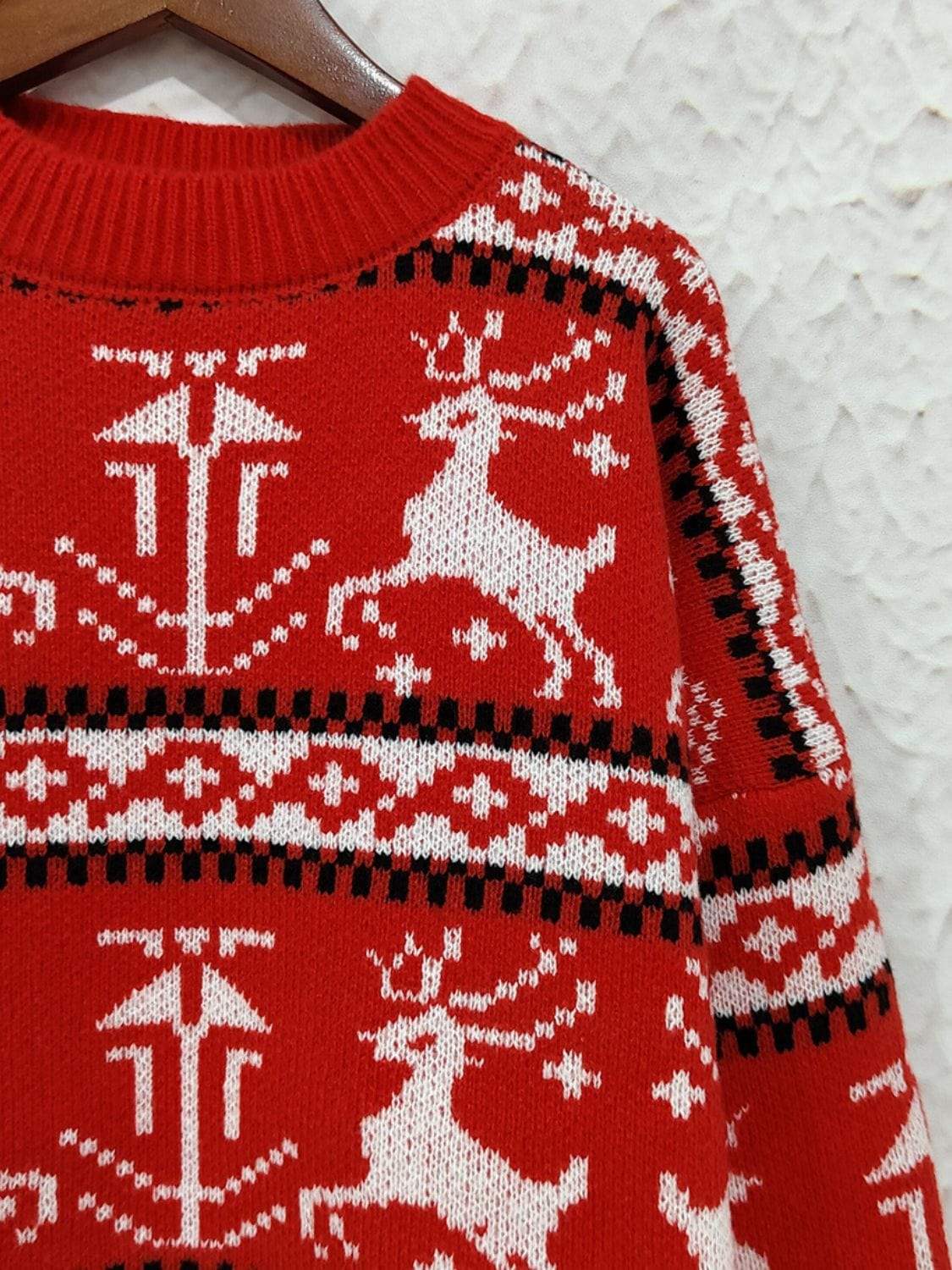Christmas Element Round Neck Long Sleeve Sweater - Trendsi - Flyclothing LLC