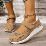 Breathable Cutout Wedge Loafers - Trendsi - Flyclothing LLC