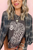 Cheetah Mineral Wash Round Neck Half Sleeve T-Shirt - Trendsi - Flyclothing LLC