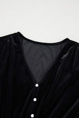 Ruffle Hem Slit V-Neck Long Sleeve Dress - Trendsi - Flyclothing LLC