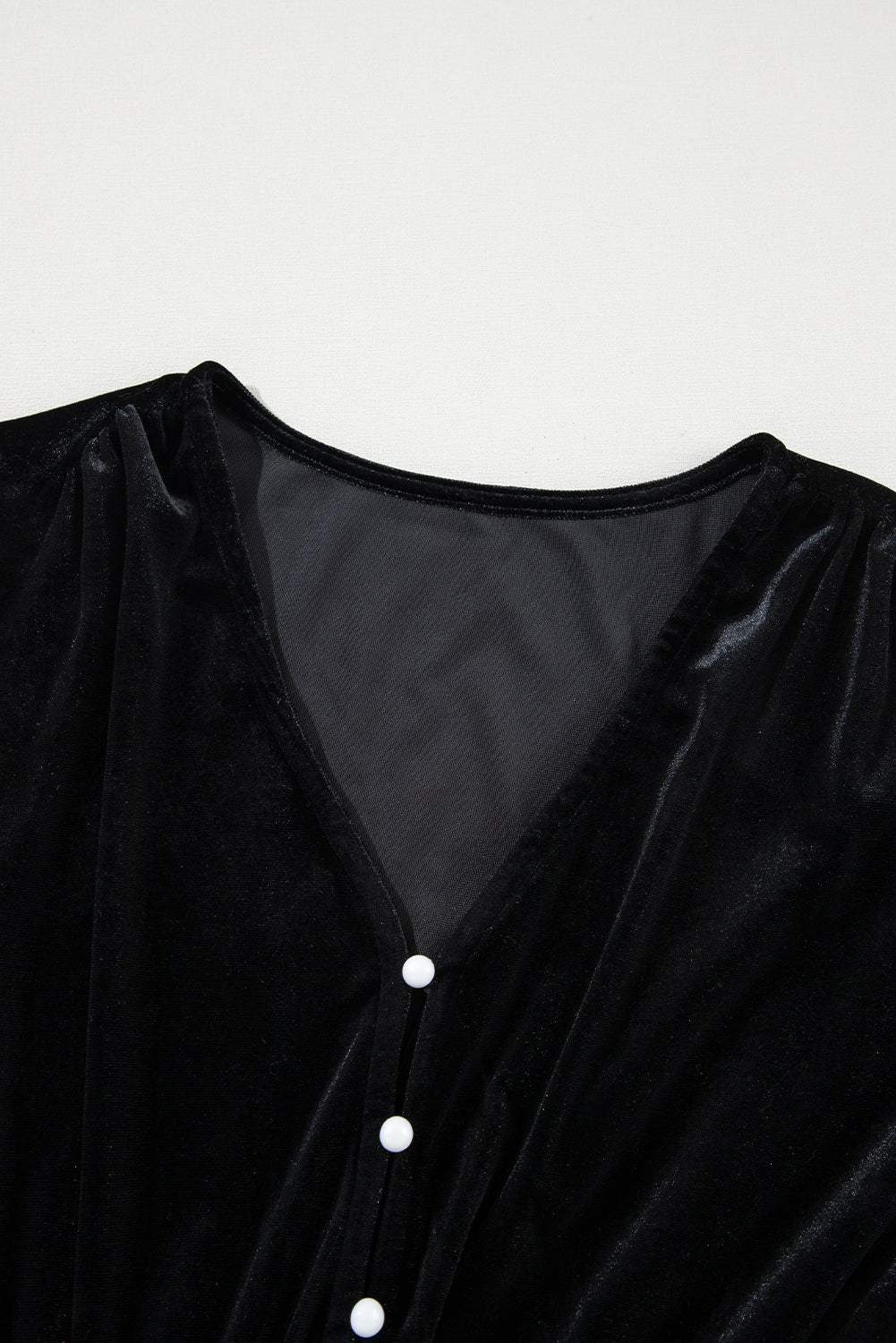 Ruffle Hem Slit V-Neck Long Sleeve Dress - Trendsi - Flyclothing LLC
