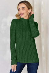 Basic Bae Full Size Ribbed Mock Neck Long Sleeve T-Shirt - ShopBasicbae - Flyclothing LLC