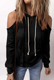 Cold Shoulder Long Sleeve Hoodie - Trendsi - Flyclothing LLC