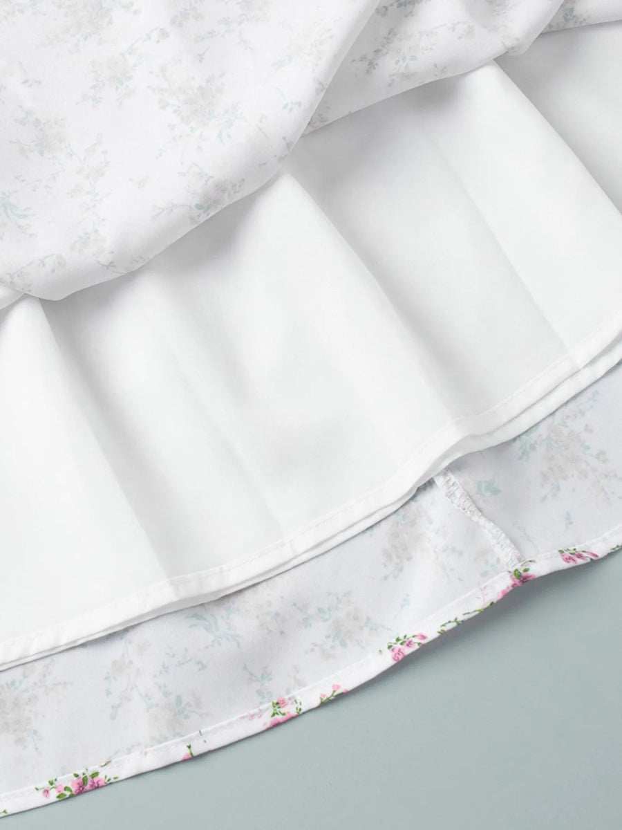 Floral Print Balloon Sleeve Dress - Trendsi - Flyclothing LLC