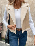 Zip Up Sherpa Vest Coat - Trendsi
