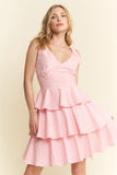 Jade By Jane Full Size Gingham Tiered Mini Dress Plus Size - Trendsi