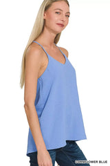 Zenana Woven Airflow Adjustable Strap V-Neck Cami - Trendsi - Flyclothing LLC