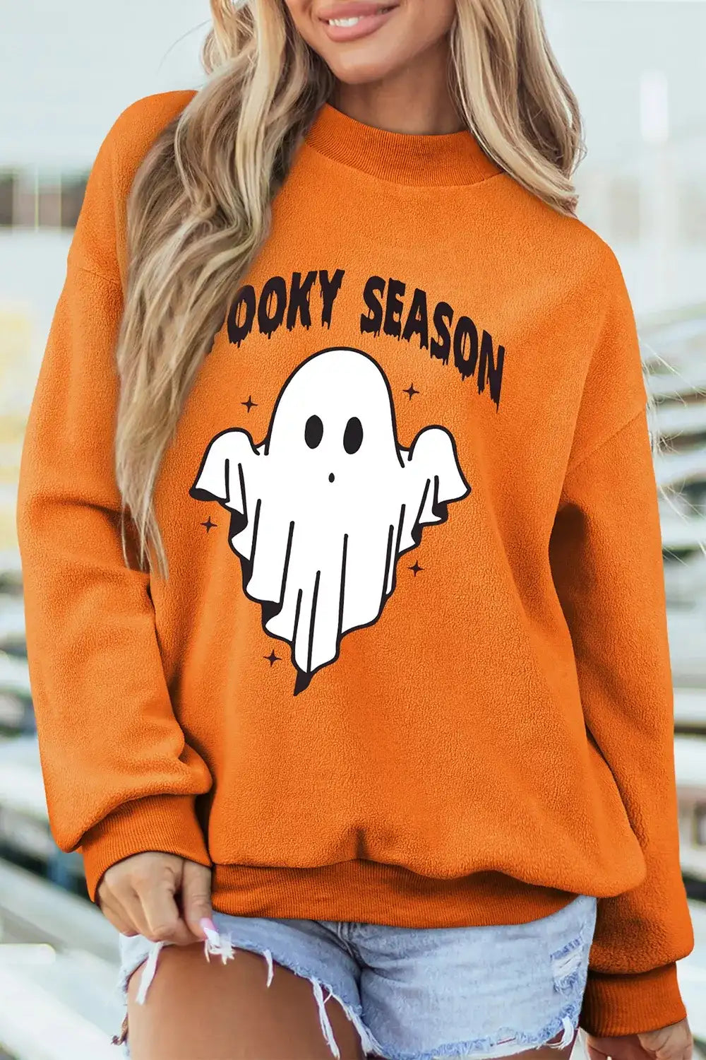 Spooky Season Mock Neck Reversible Halloween Sweatshirt - Trendsi - Flyclothing LLC